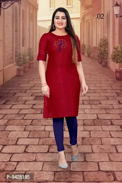 Beautiful Cotton Slub Stitched Kurta for Women-thumb0