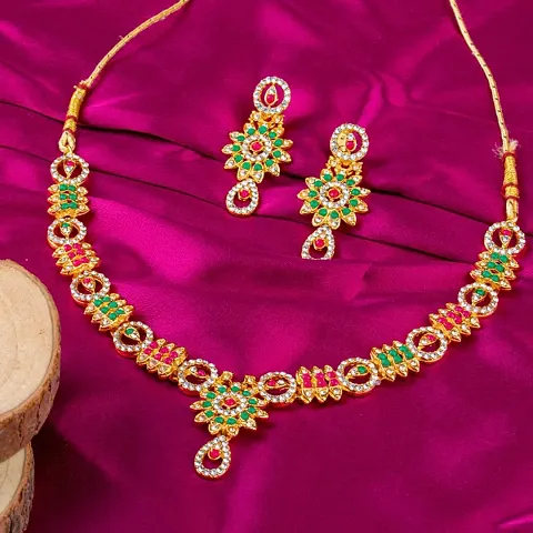  Traditional Necklace Jewellery Set With Earrings For Women and Girls&hellip;