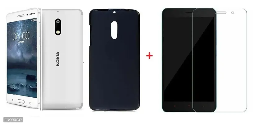 Classic Silicone Mobile Case Back Cover For Nokia 6 and Tempered Glass