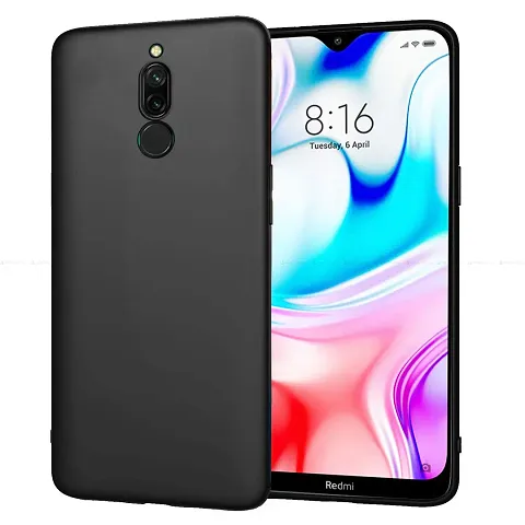 CELZO Silicon Back Cover Case for Redmi 8 - {Black}