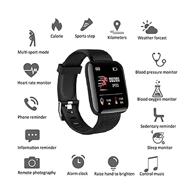 Smartest ID116 Plus Bluetooth Smart Fitness Band Watch with Heart Rate Activity Tracker Waterproof Body, Step and Calorie Counter, Distance Measure, OLED Touchscreen for Men/Women,-thumb0