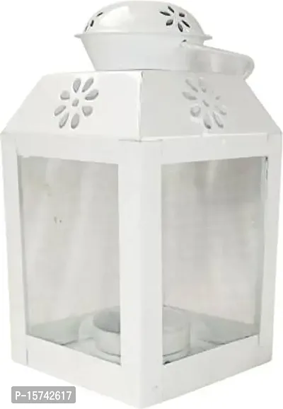 Imrab Creations Antique Decorative Sweetheart Square Hanging Lantern Lamp with Tealight Candle Holder (1, White)-thumb3