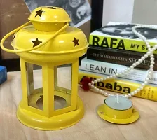 Imrab Creations Iron Moksha Hanging Lantern/Laltern with Tealight Candle Holder (Pack of 4, Combo) (Black-Yellow)-thumb3