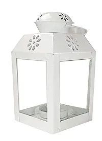 Imrab Creations Antique Collection Decorative Sweetheart Square Hanging Lantern/Lamp with t-Light Candle (2, White Yellow)-thumb2