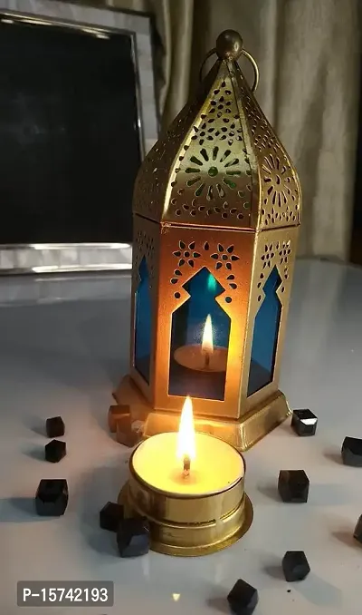 IMRAB CREATIONS Decorative Moksha Hanging Lantern/Lamp with t-Light Candle (Red-Gold, 2)-thumb3