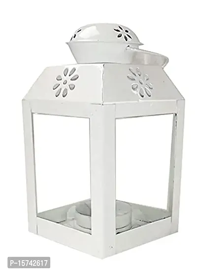 Imrab Creations Antique Decorative Sweetheart Square Hanging Lantern Lamp with Tealight Candle Holder (1, White)