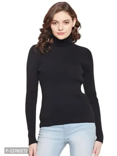 Stylish Black Cotton Blend Solid Sweatshirts For Women-thumb0