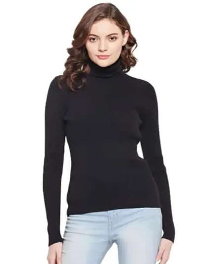 Stylish Black Cotton Blend Solid Sweatshirts For Women