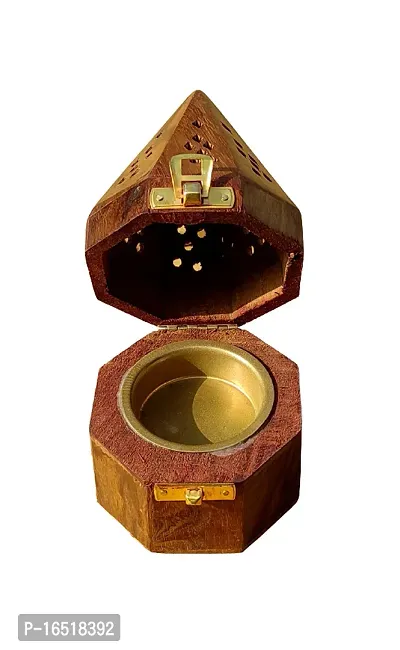 Wooden Incense holder | Pyramid Incense Box Ash Catcher Fragrance Stand Holder Agarbatti  Dhoop Dan/Sheesham Wood Incense Sticks Holder-thumb4