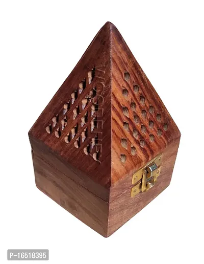 Wooden Incense holder set of 2 pcs| Pyramid Incense Box Ash Catcher Fragrance Stand Holder Agarbatti  Dhoop Dan/Sheesham Wood Incense Sticks Holder-thumb4