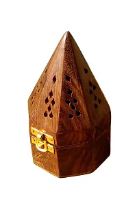 Wooden Incense holder | Pyramid Incense Box Ash Catcher Fragrance Stand Holder Agarbatti  Dhoop Dan/Sheesham Wood Incense Sticks Holder-thumb1