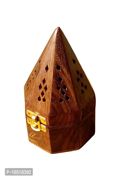 Wooden Incense holder | Pyramid Incense Box Ash Catcher Fragrance Stand Holder Agarbatti  Dhoop Dan/Sheesham Wood Incense Sticks Holder-thumb2