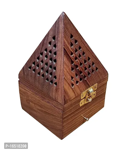 Wooden Incense holder | Pyramid Incense Box Ash Catcher Fragrance Stand Holder Agarbatti  Dhoop Dan/Sheesham Wood Incense Sticks Holder-thumb2