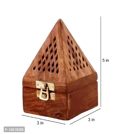 Wooden Incense holder | Pyramid Incense Box Ash Catcher Fragrance Stand Holder Agarbatti  Dhoop Dan/Sheesham Wood Incense Sticks Holder-thumb4