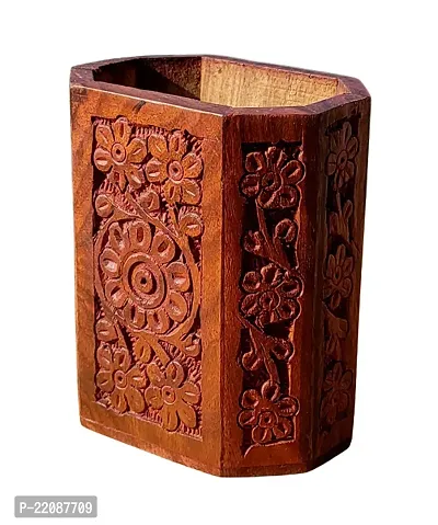 Wooden Carved Rosewood Pen, Pencil Jar, box, storage, Desk organiser, Office accessories-thumb2