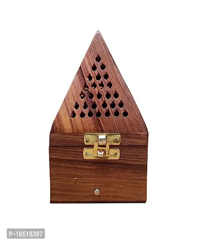 Wooden Incense holder, Pyramid Incense Box Ash Catcher Fragrance Stand Holder Agarbatti  Dhoop Dan, Sheesham Wood Incense Sticks Holder, 1 sindoor dani free-thumb5