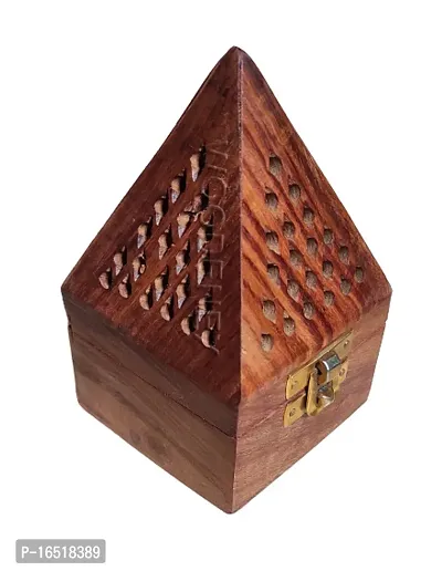 Wooden Incense holder | Pyramid Incense Box Ash Catcher Fragrance Stand Holder Agarbatti  Dhoop Dan/Sheesham Wood Incense Sticks Holder-thumb3