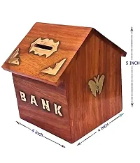 WOODBOSS Wooden Hut shaped Money box | Wooden coin box 4x4 inch-thumb1