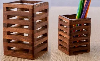 Wooden Set of 2 Pen, Pencil Jar, box, storage, Desk organiser, Office accessories-thumb1