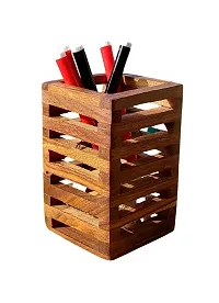 Wooden Set of 2 Pen, Pencil Jar, box, storage, Desk organiser, Office accessories-thumb3