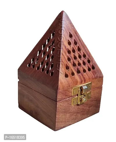 Wooden Incense holder set of 2 pcs| Pyramid Incense Box Ash Catcher Fragrance Stand Holder Agarbatti  Dhoop Dan/Sheesham Wood Incense Sticks Holder-thumb5