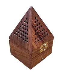 Wooden Incense holder, Pyramid Incense Box Ash Catcher Fragrance Stand Holder Agarbatti  Dhoop Dan, Sheesham Wood Incense Sticks Holder, 1 sindoor dani free-thumb1