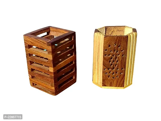 Wooden Set of 2 Pen, Pencil Jar, box, storage, Desk organiser, Office accessories