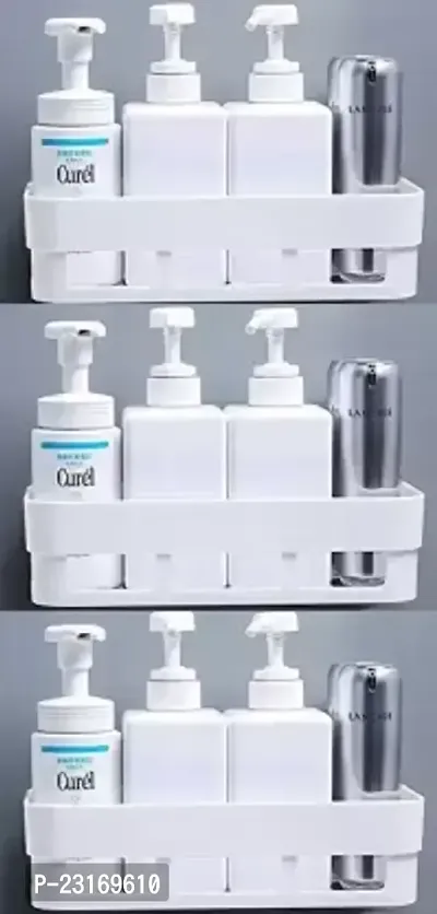 Bathroom Shelf No Drill Easy To Installeted Strong Adhesive Sticker Rack Dishwasher Liquid, Brush, Cloth, Soap, Sponge, Heir Oil, Etc(Bathroom Shelve-3Pcs Combo) Plastic Wall Shelf Plastic Wall Shelf (Number Of Shelves - 3, White)