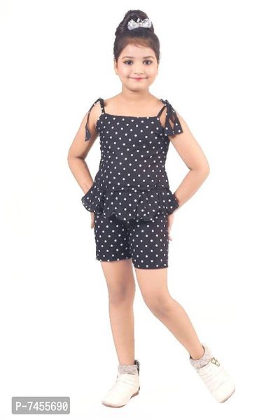 Fashion Cute Comfy Girls Polka Dot Printed Top  Hot Pant - Frocks and Dresses