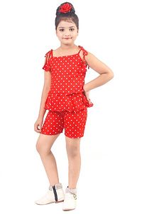 Misti Mimi Fashion Cute Comfy Girls Polka Dot Printed Top  Hot Pant - Frocks and Dresses-thumb2