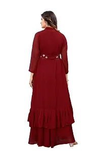 Elegant Maroon Georgette Gota Patti Embroidered Stitched Gown For Women-thumb1