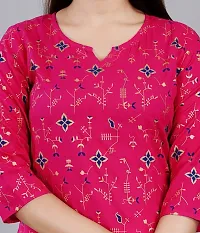 SK2FAHION Women's Printed Rayon Fabric Round Neck 3/4 Sleeve Stylish Kurta Pink-thumb4