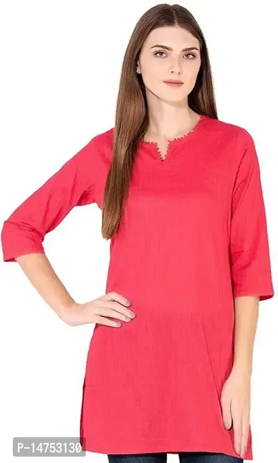 SK2FASHION Women Solid Pure Cotton Straight Kurta Pink-thumb0