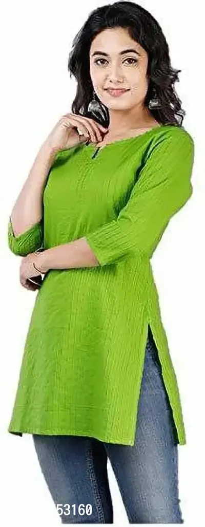 SK2FASHION Women Solid Pure Cotton Straight Kurta Green-thumb0