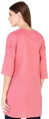 SK2FASHION Women Solid Pure Cotton Straight Kurta Peach-thumb1