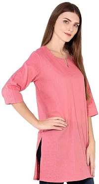 SK2FASHION Women Solid Pure Cotton Straight Kurta Peach-thumb2