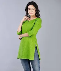 SK2FASHION Women Solid Pure Cotton Straight Kurta Green-thumb4