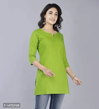 SK2FASHION Women Solid Pure Cotton Straight Kurta Green-thumb4