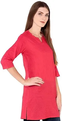 SK2FASHION Women Solid Pure Cotton Straight Kurta Pink-thumb2