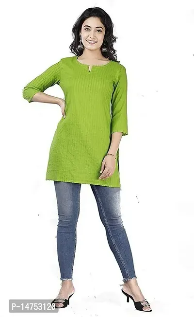 SK2FASHION Women Solid Pure Cotton Straight Kurta Green-thumb3