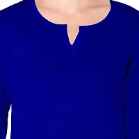 SK2FASHION Women Solid Pure Cotton Straight Kurta Blue-thumb4