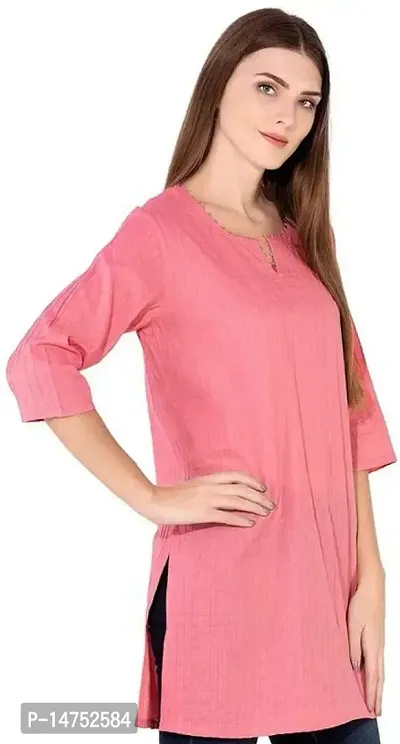 SK2FASHION Women Solid Pure Cotton Straight Kurta Peach-thumb3