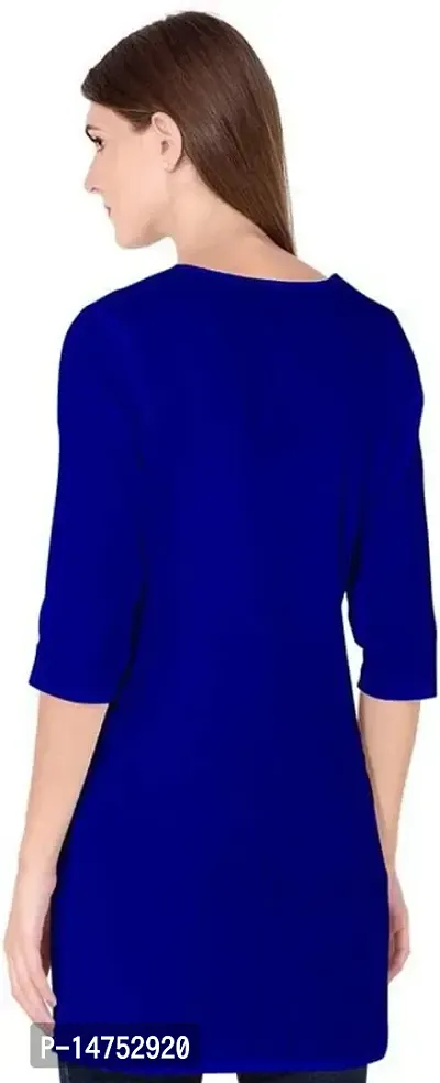 SK2FASHION Women Solid Pure Cotton Straight Kurta Blue-thumb2