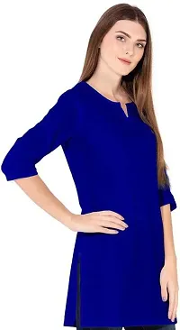 SK2FASHION Women Solid Pure Cotton Straight Kurta Blue-thumb3