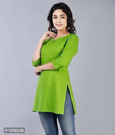 SK2FASHION Women Solid Pure Cotton Straight Kurta Green-thumb5