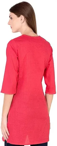 SK2FASHION Women Solid Pure Cotton Straight Kurta Pink-thumb1