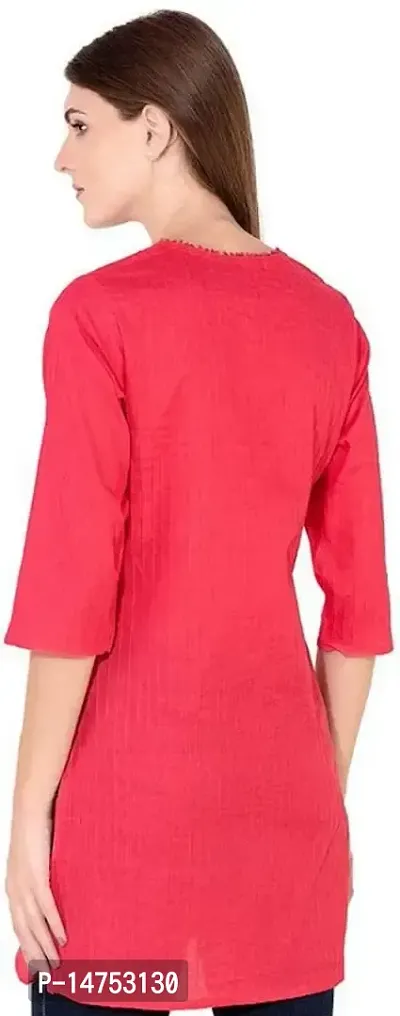 SK2FASHION Women Solid Pure Cotton Straight Kurta Pink-thumb2