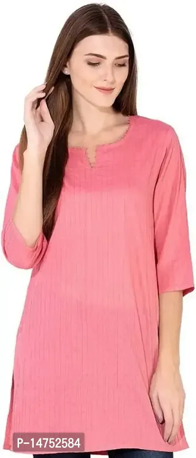 SK2FASHION Women Solid Pure Cotton Straight Kurta Peach-thumb0