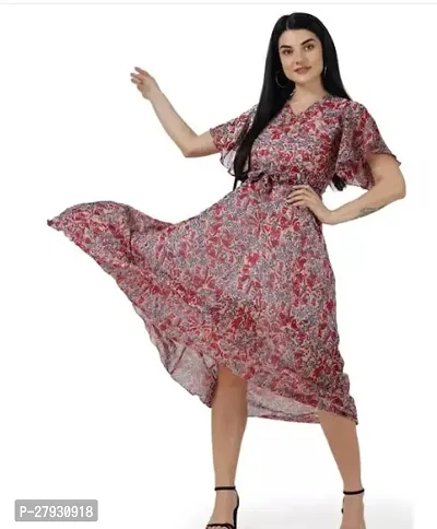 Stylish Multicoloured Georgette Printed Dress For Women-thumb0