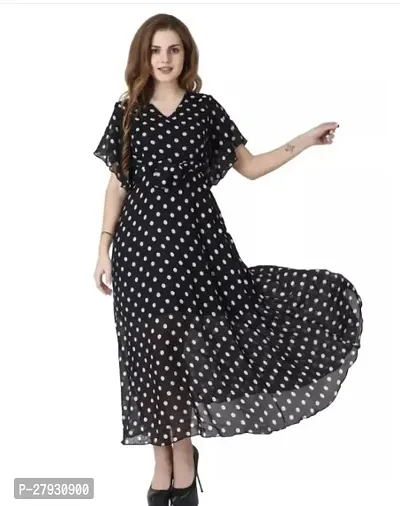 Stylish Black Georgette Printed Dress For Women